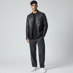 Vintage Black Genuine Leather Moto Jacket – Size Small - Made in Italy